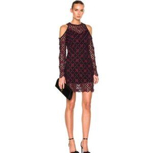 Self-Portrait Women's Floral Grid Lace Cold Shoulder Dress